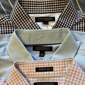 Banana Republic Men's Checkered and Striped Dress Shirts